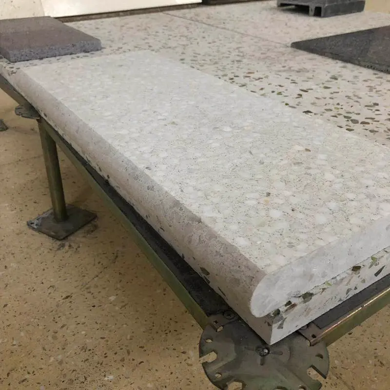 white terrazzo bullnose pavers for swimming pool