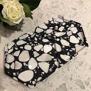 Cement Black Terrazzo with Big White Aggregate for Tile and Basin