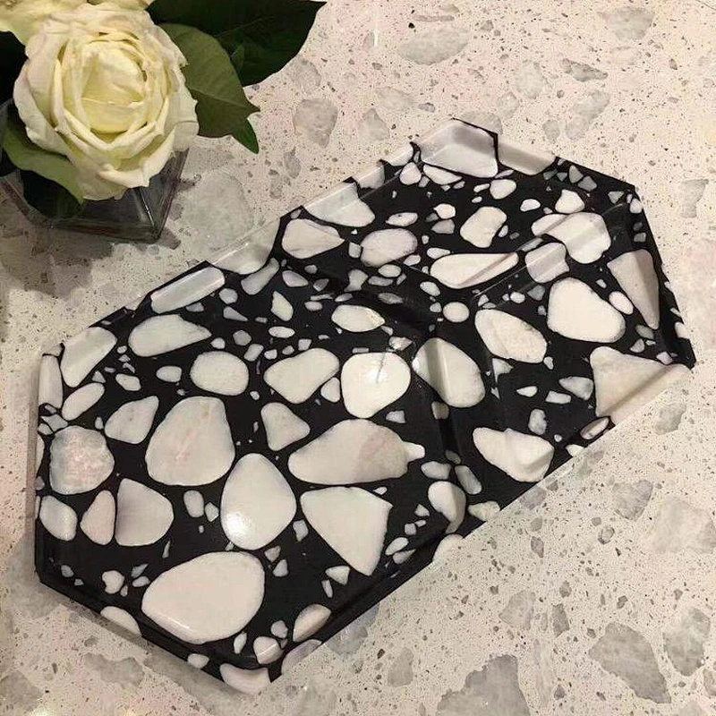 Cement Black Terrazzo with Big White Aggregate for Tile and Basin