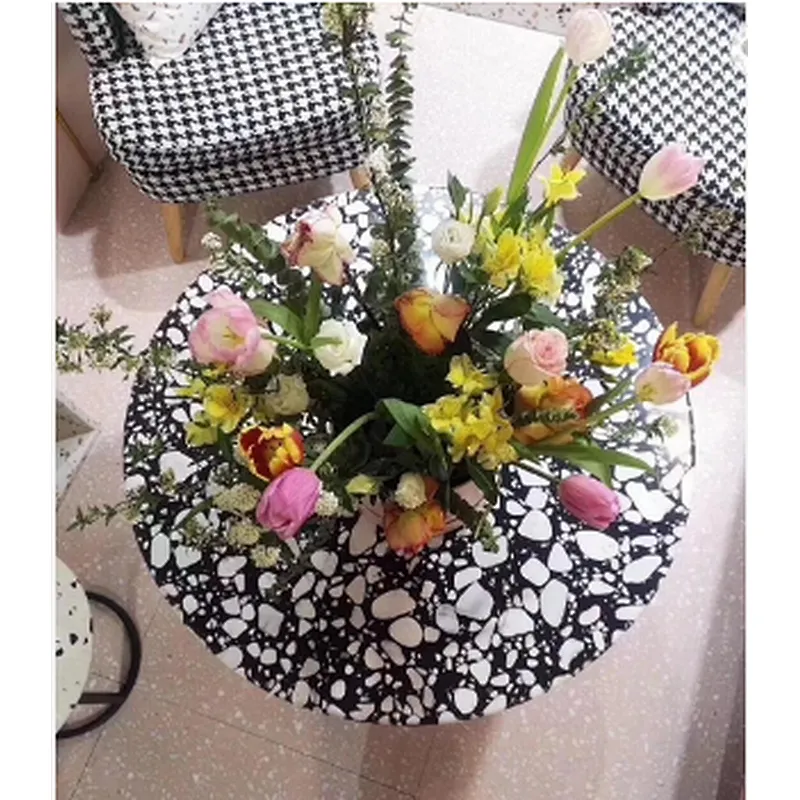 Artificial Cement Terrazzo Stone Black or White Table Tops with big grain