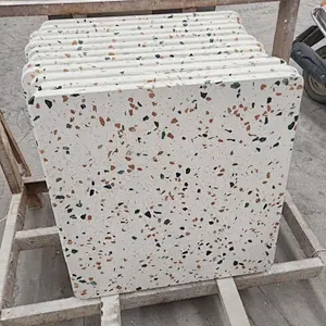 Cement White Color Terrazzo Stone Coffee Table Tops