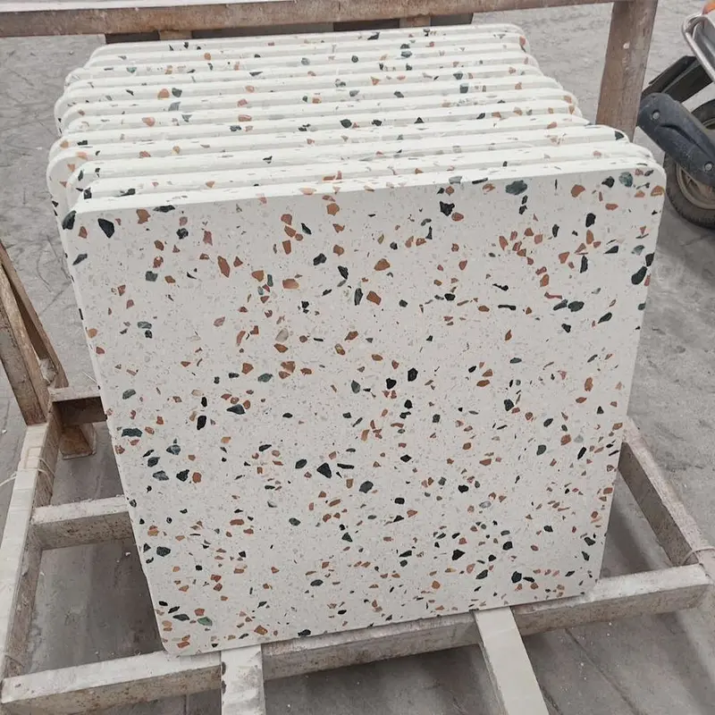 Cement White Color Terrazzo Stone Coffee Table Tops