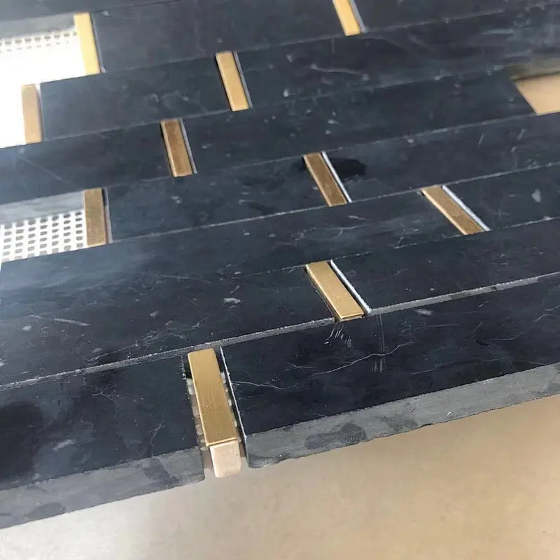 Better price natural black marble mosaic tiles strip  mosaic tile for wall decor