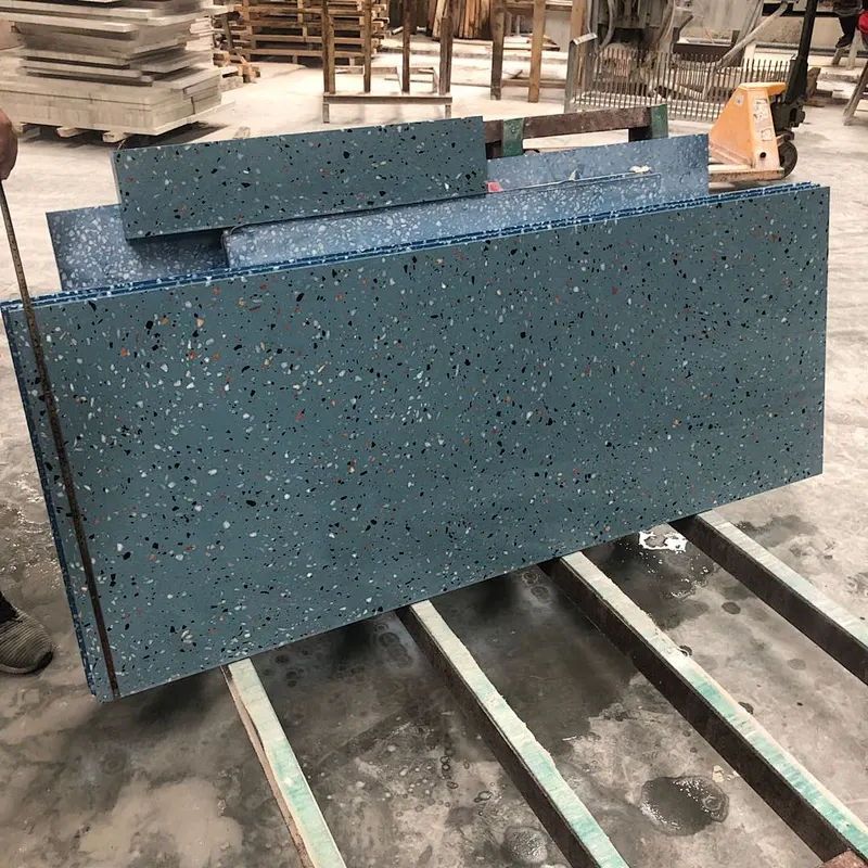 Beautiful  blue  cement terrazzo tiles used for decoration