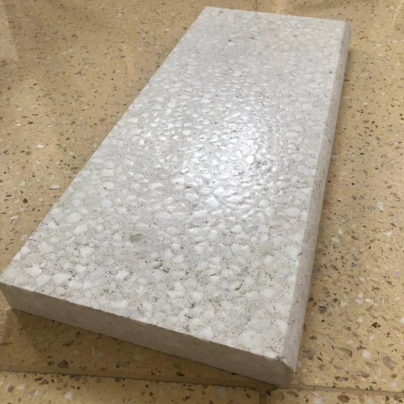 white terrazzo bullnose pavers for swimming pool