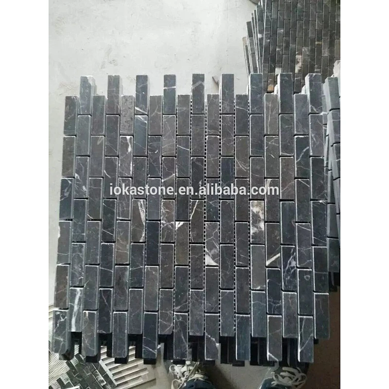 IOKA   Black Strip Shape  Mosaic Tiles For Bathroom And Kichen Backsplash