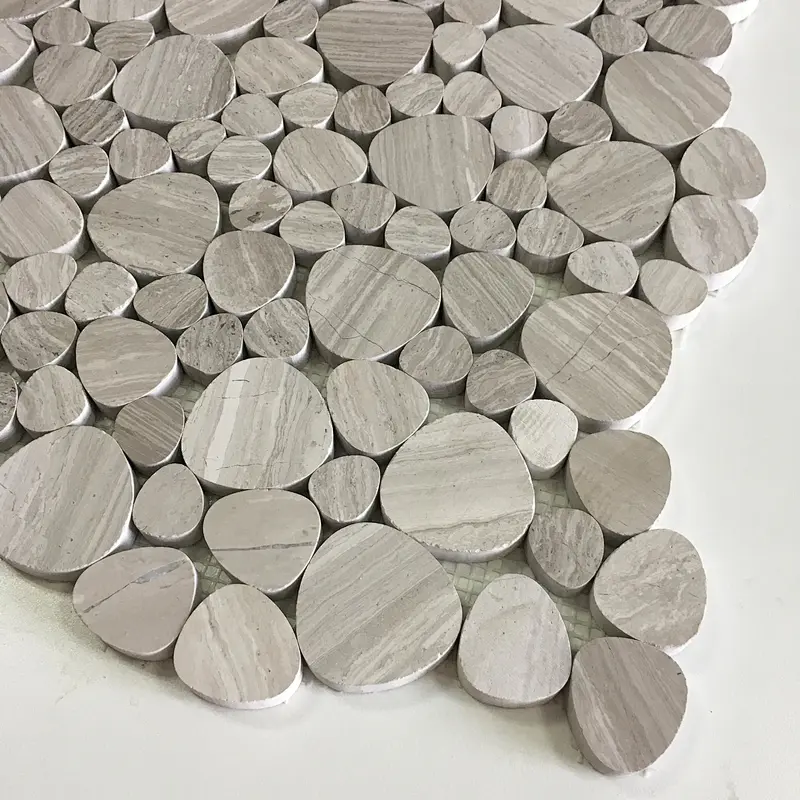 IOKA Customized polished kitchen and wall backsplash   round wooden mosaic tiles