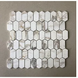 IOKA  Polished white marble mosaic  tile  mosaic backplash for bathroom and kitchen