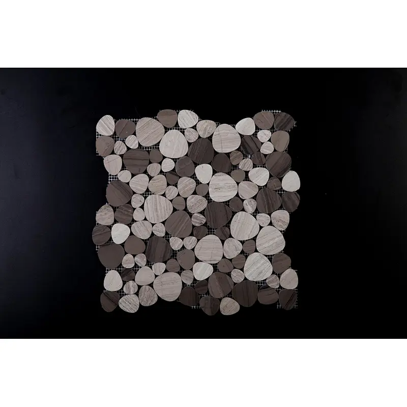 IOKA Customized polished kitchen and wall backsplash   round wooden mosaic tiles