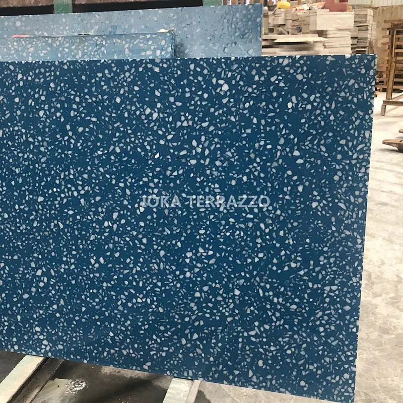 blue terrazzo stone floor tiles slab available