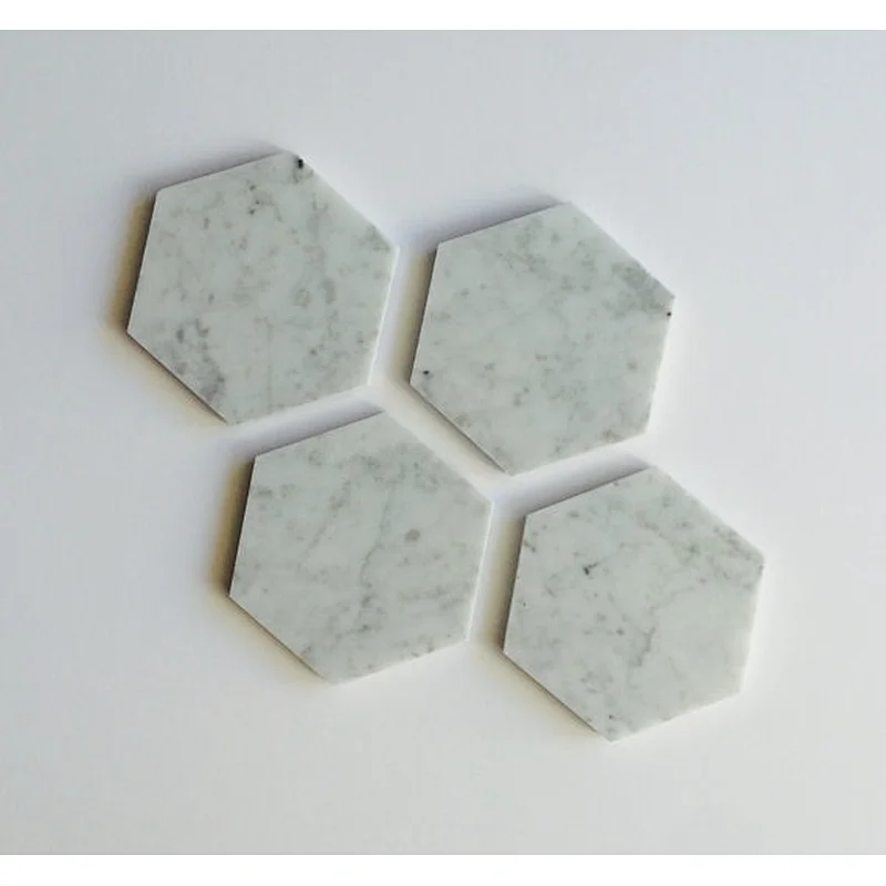 natural white marble hexagon coaster