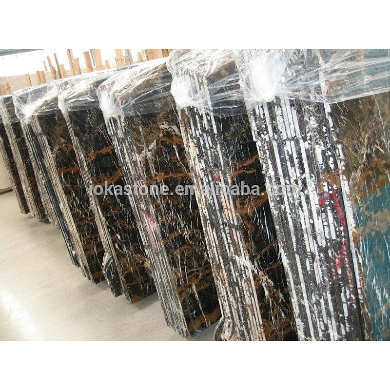 Natural Black Porto with Golden Veins Marble Tiles and Slabs