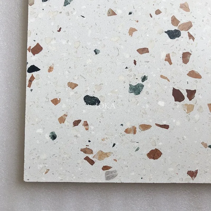 Cement White Terrazzo with Brown Aggregate for Tile and Basin