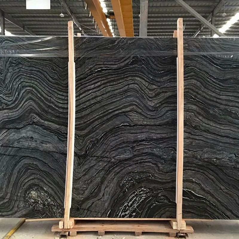 Chinese Black Forest Wood marble tile for floor and countertop