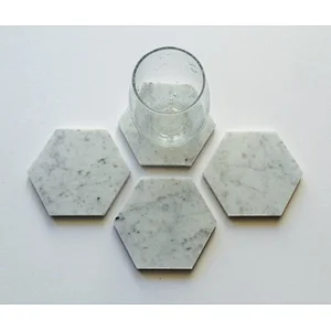 natural white marble hexagon coaster