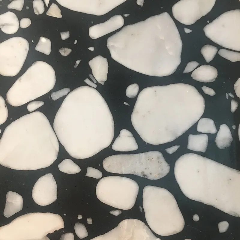 Black eco cement terrazzo tile with big aggreates for floor tile