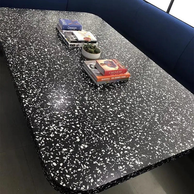 round handmade terrazzo stone coffee table top