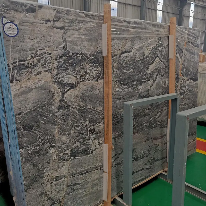 High Quality polished    grey marble slab  with natural grains