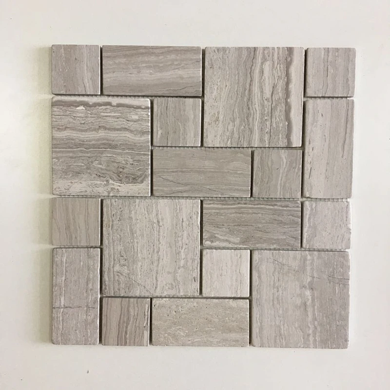 High Quality Strip white wooden marble mosaic tile