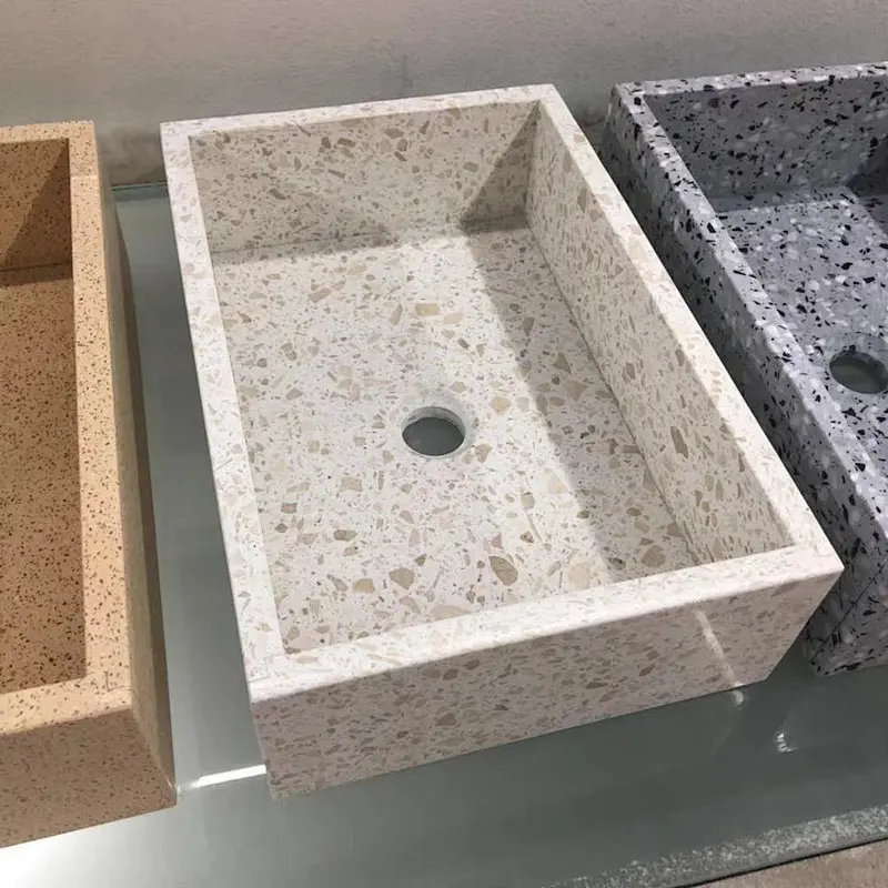 Cement Terrazzo rectangle Basin Bathroom Table Sink