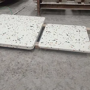 Cement White Color Terrazzo Stone Coffee Table Tops