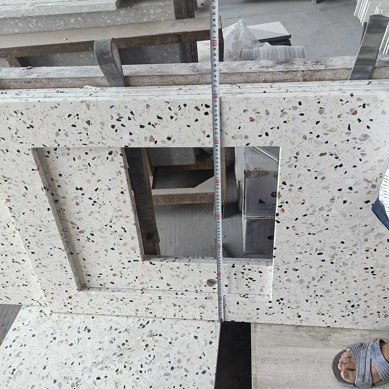 precut cement terrazzo prefab kitchen countertops display