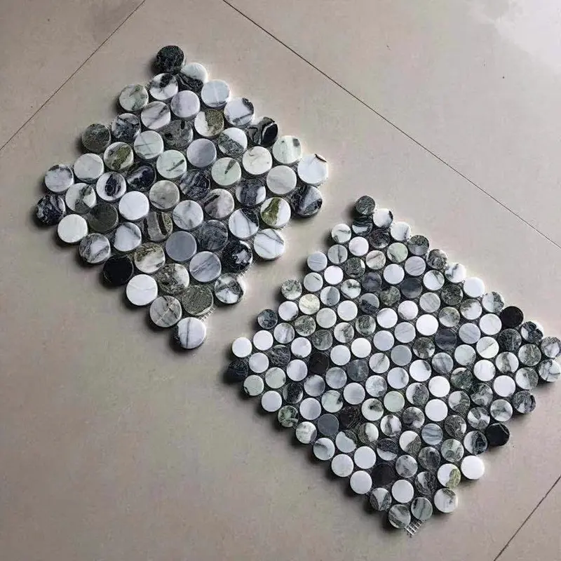 Natural Green marble round mosaic tile for interior decoration