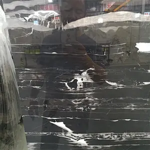 Polished black marble slab and tile for home decoration