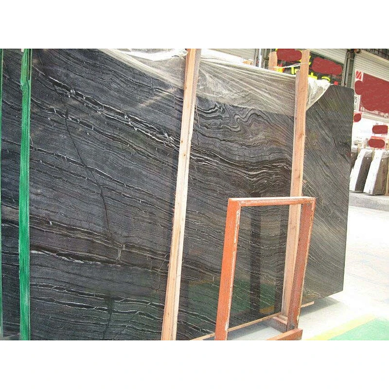 Antique Wood Grain Black Serpentine Marble Slabs & Tiles