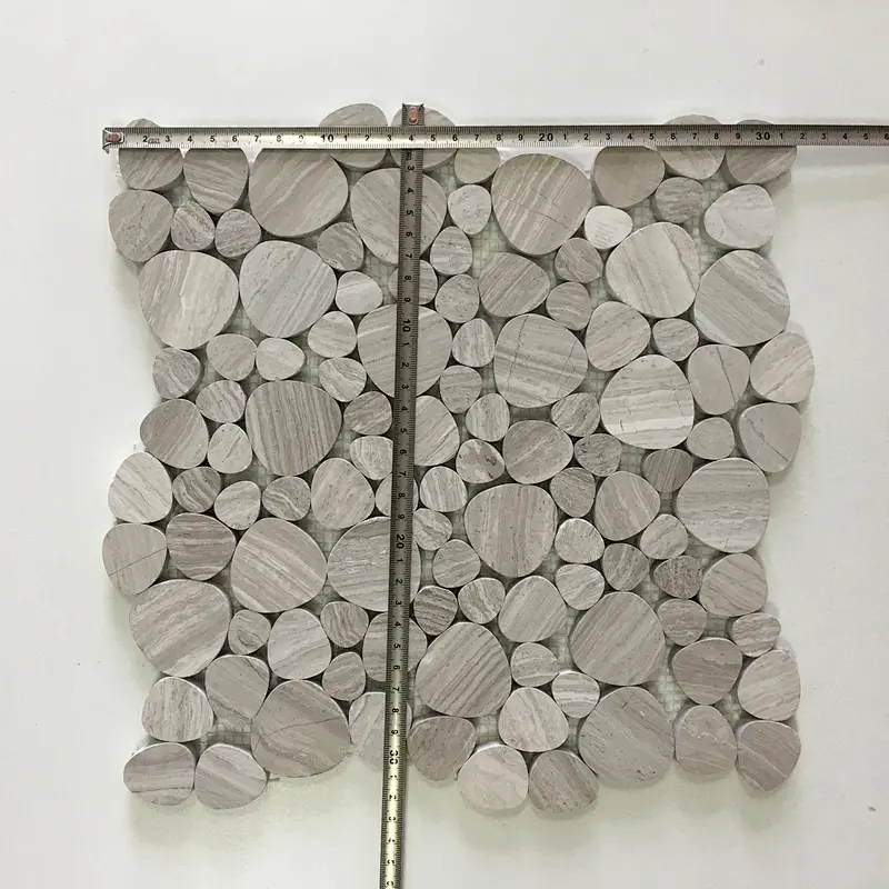 IOKA Customized polished kitchen and wall backsplash   round wooden mosaic tiles