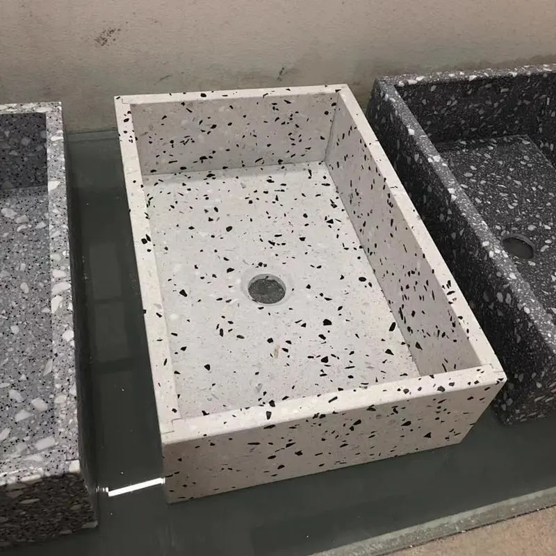 Cement Terrazzo rectangle Basin Bathroom Table Sink
