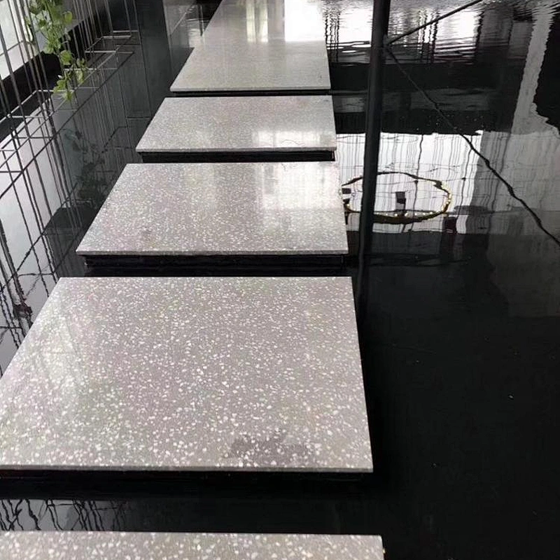 Polished terrazzo tile for floor pavement with marble chips