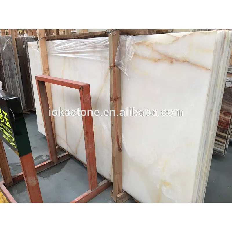 Gorgeous White Gold Translucent Onyx Marble for Staircase