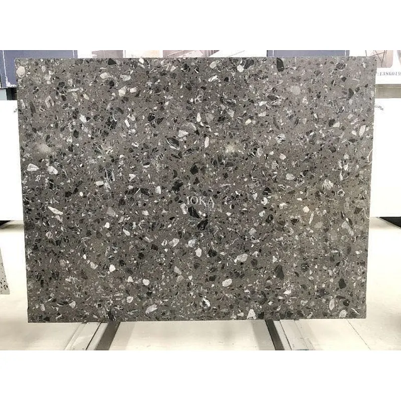 Factory direct sale grey  terrazzo slab with big aggregates for wall and flooring tile