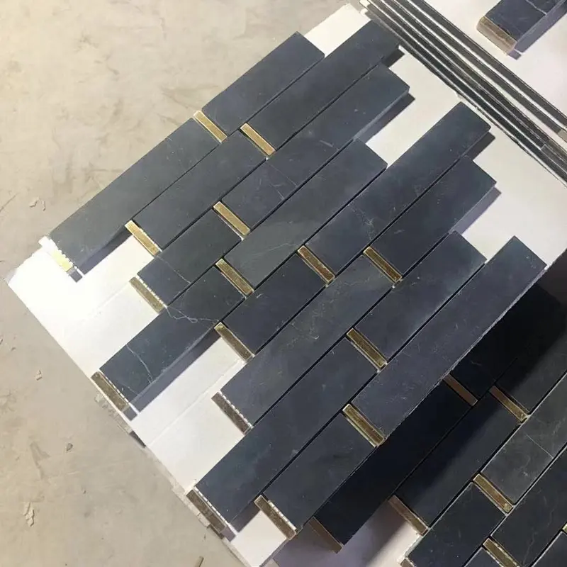 Better price natural black marble mosaic tiles strip  mosaic tile for wall decor