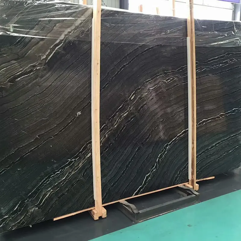 Polished black marble salb for floor  tile and countertop