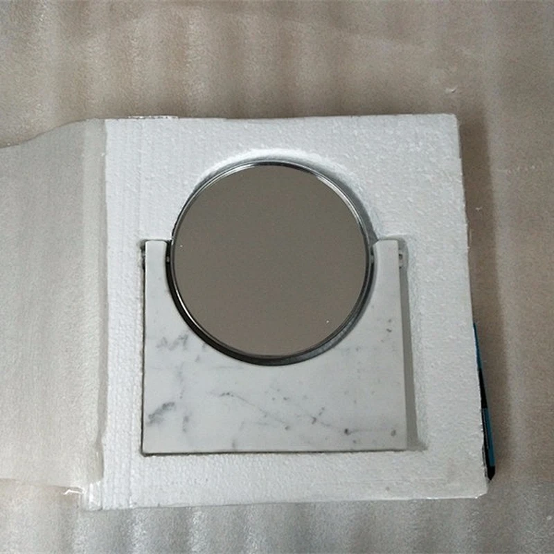 Home Decoration Small Makeup Mirror Made of Carrara White Marble