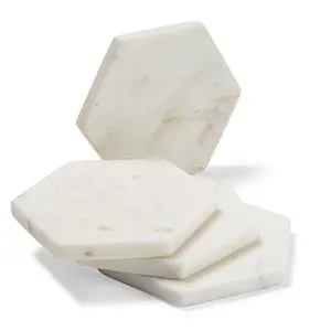 natural white marble hexagon coaster