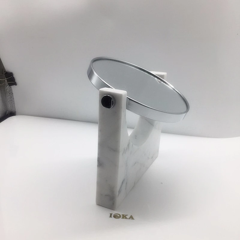 Home Decoration Small Makeup Mirror Made of Carrara White Marble