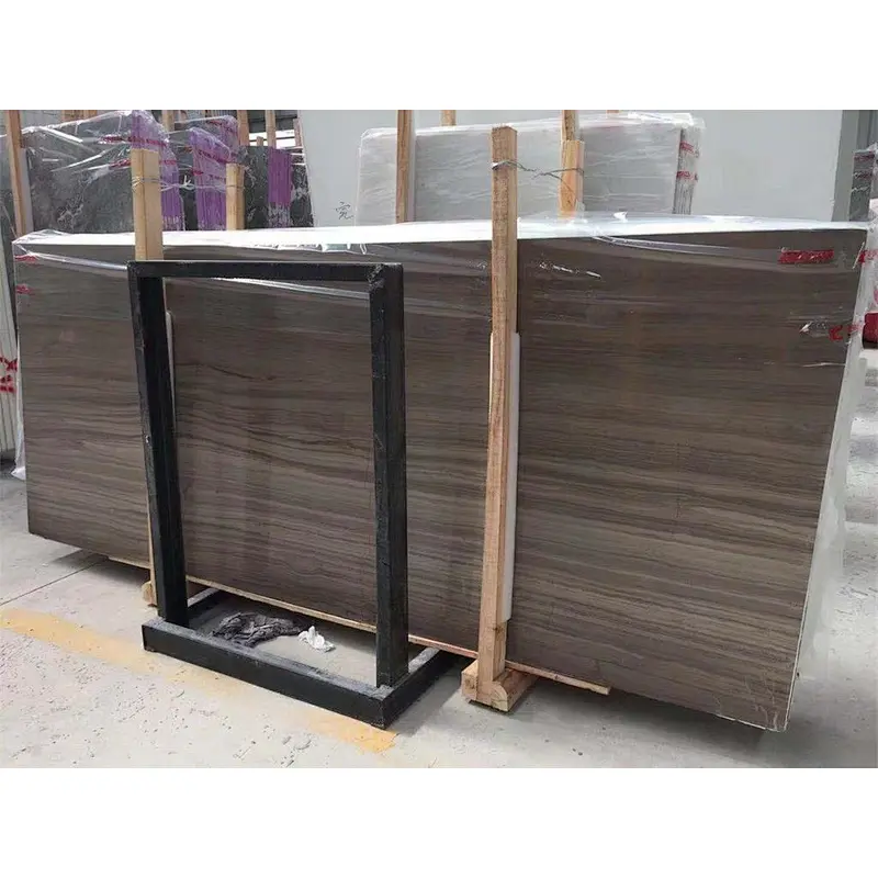 Polished dark brown marble  slab for floor tile