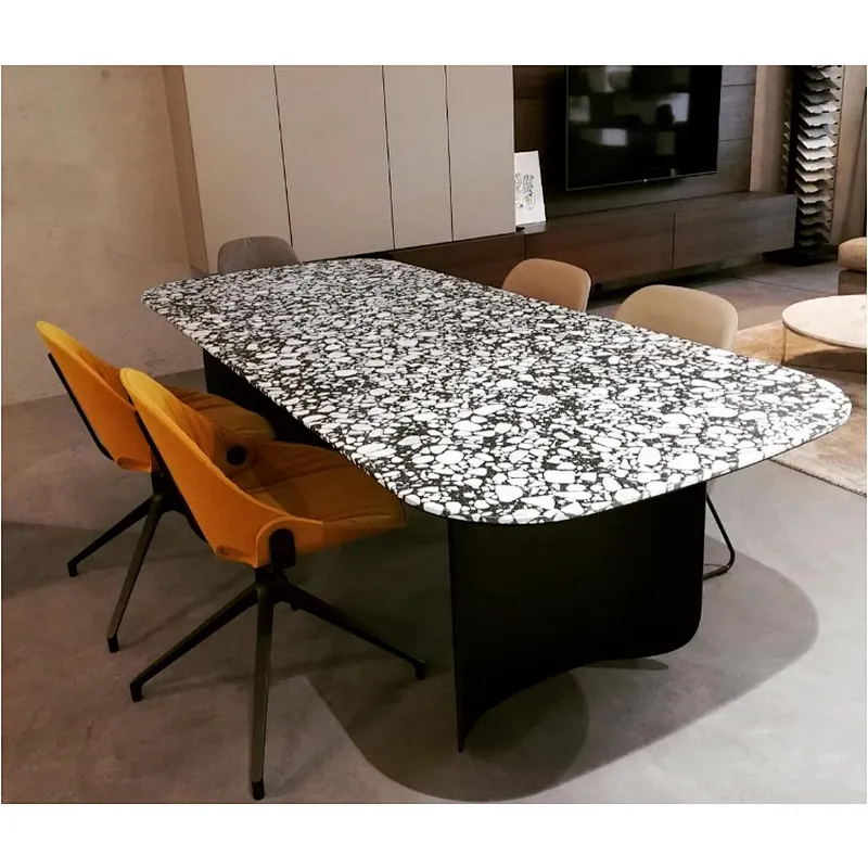 Artificial Cement Terrazzo Stone Black or White Table Tops with big grain
