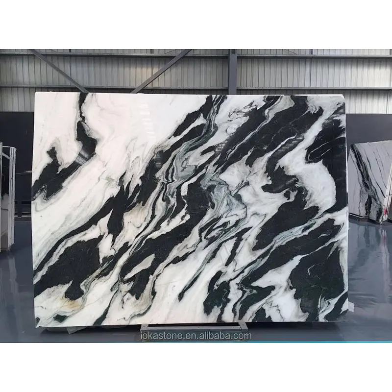 Chinese factory polished  panda  white marble slab for floor tile