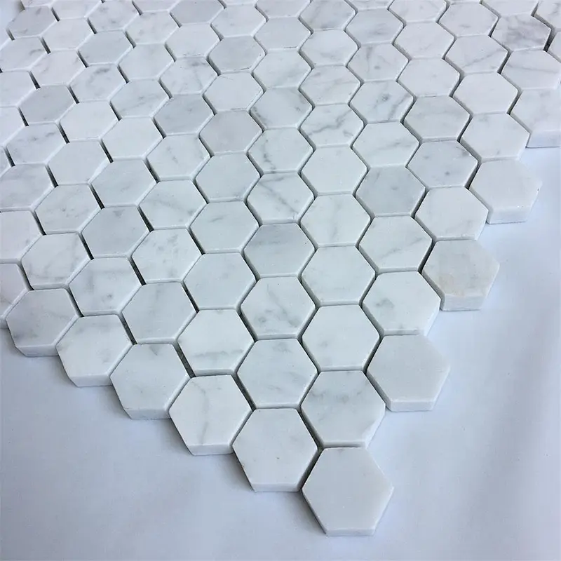 Best selling carrara hexagon white marble mosaic  tiles for home decoration
