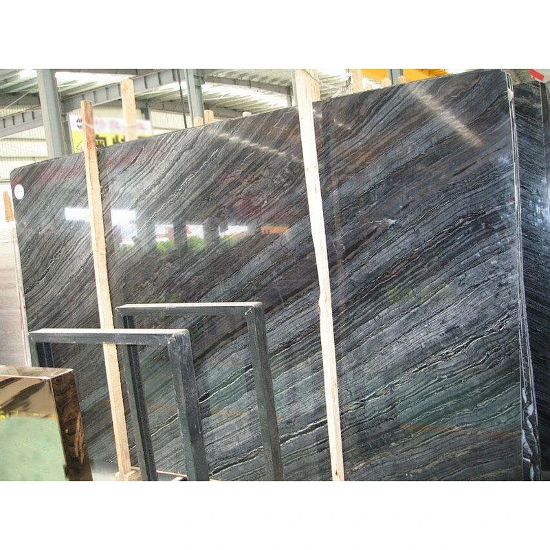 Ancient Wooden Marble With Silver Wave Veins