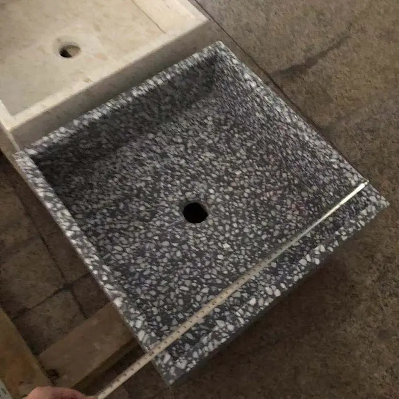 waterproof terrazzo sinks lavatory square grey
