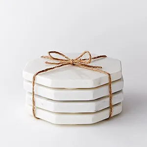 natural white marble hexagon coaster