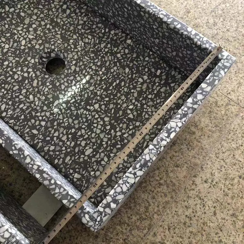 waterproof terrazzo sinks lavatory square grey