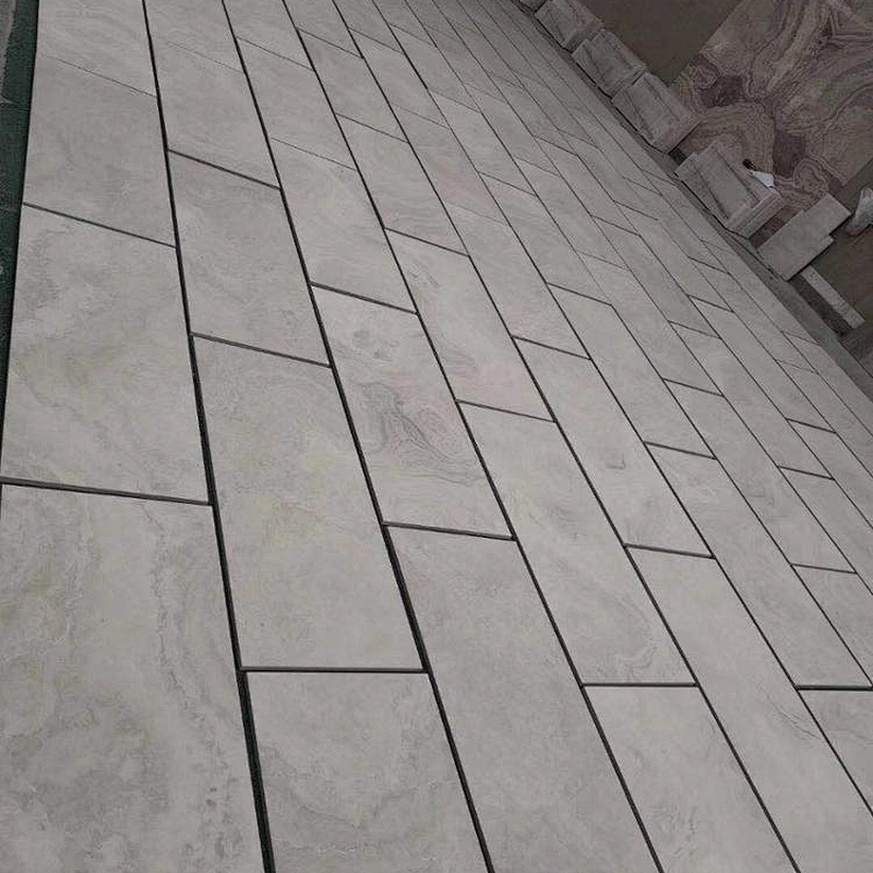Natural Cross Cut White Wooden Veins Marble Tiles and Slabs