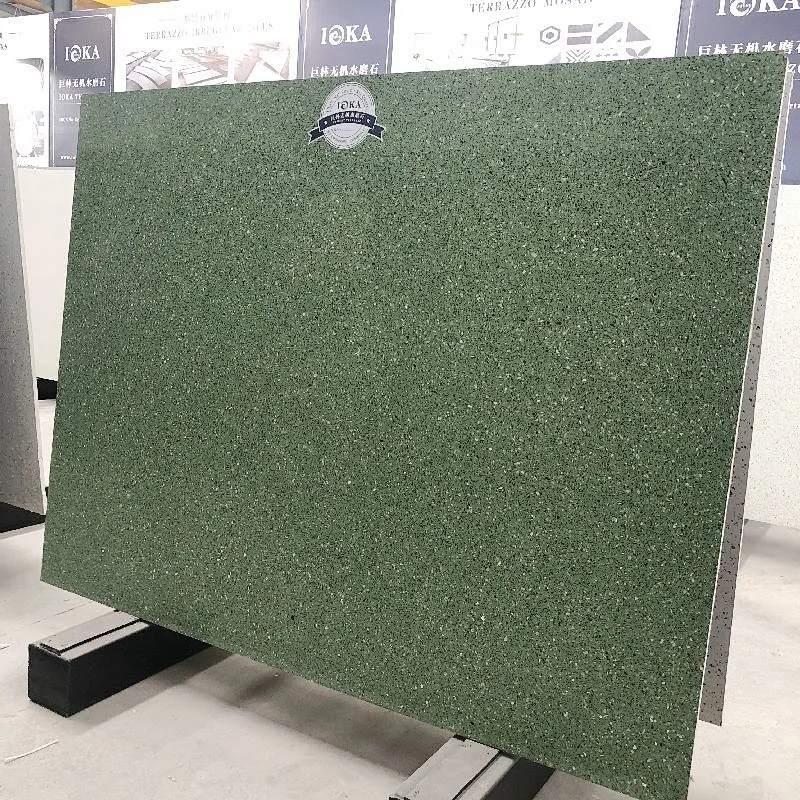 Cement Green color Terrazzo Flooring Tile and Big Slabs