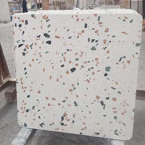 Cement White Color Terrazzo Stone Coffee Table Tops